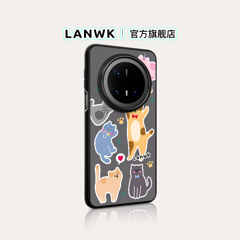 「猫猫party」LANWK适用华为Mate70pro手机壳女新款高档mate60高级感华为pura70/pro可爱卡通硅胶防摔保护套