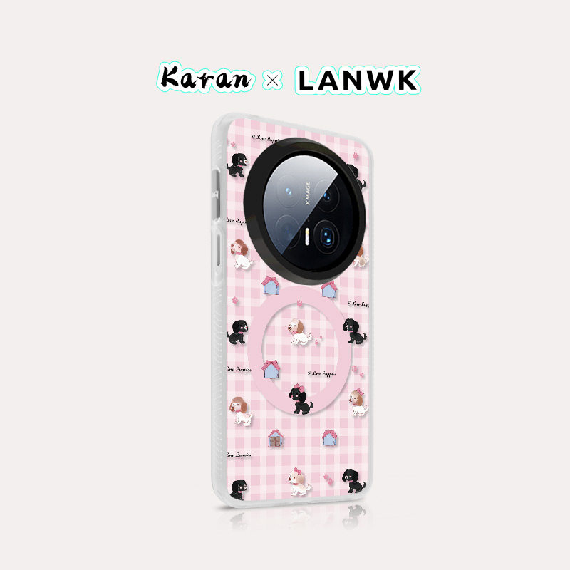 「花布小狗」LANWK适用华为Mate70air/60pro+手机壳女新款高级80promax外壳原创可爱卡通创意防摔手感保护套