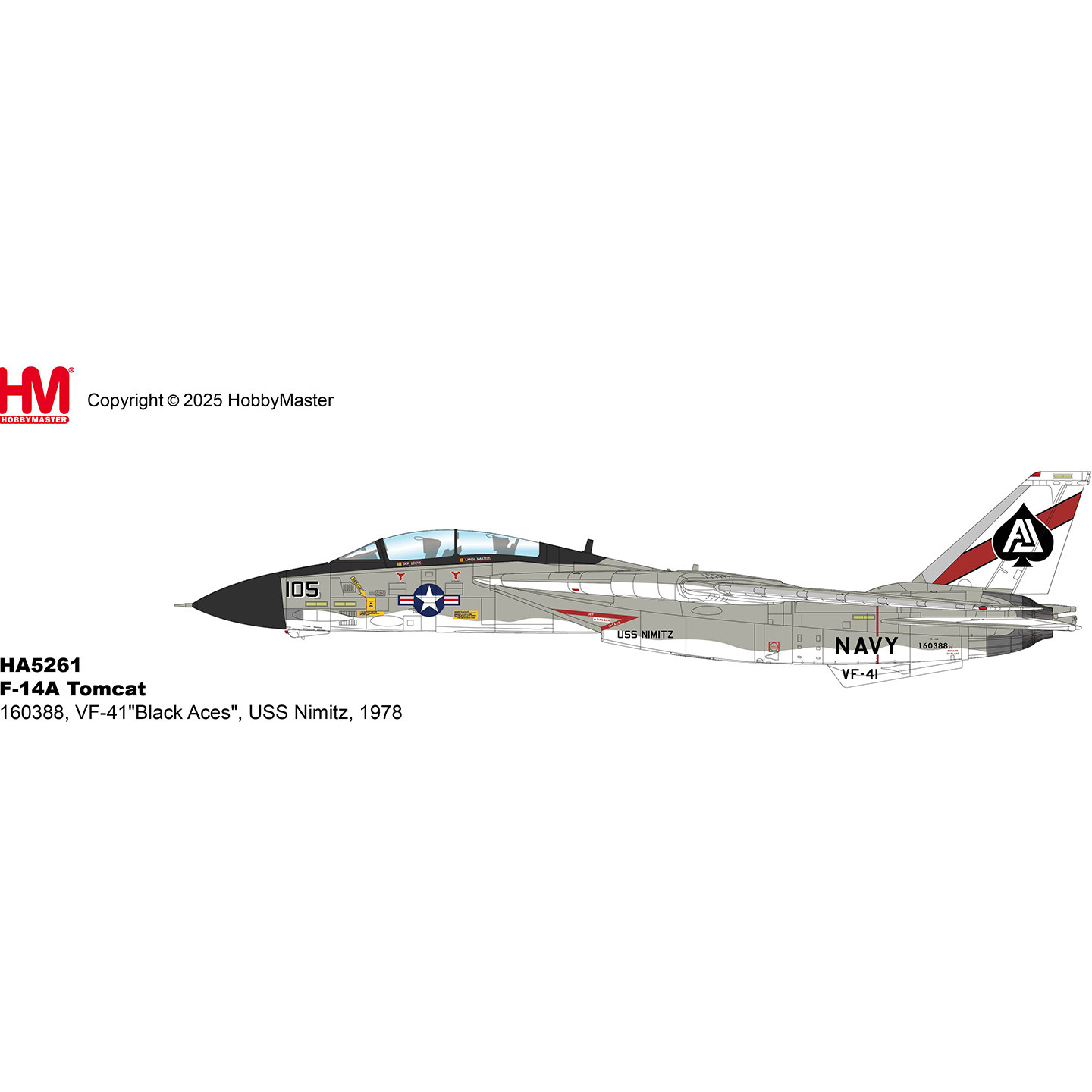 7月 HA5261 F14战斗机 F-14A VF-41黑王牌中队 尼米兹航母1978年