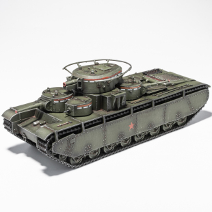 舱盖可开 35A多炮塔重型坦克 完成品模型 苏联T