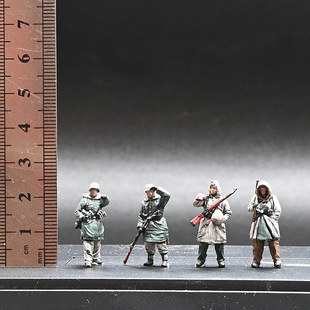 三荣 1/72 德国 冬季4人组A 雪地涂装 上色完成品模型摆件