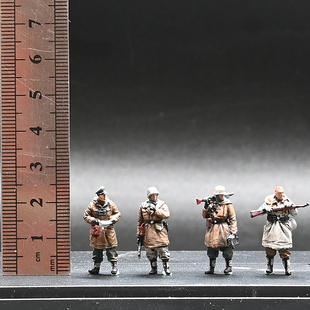 三荣 1/72 德国 冬季4人组B 雪地涂装 上色完成品模型摆件