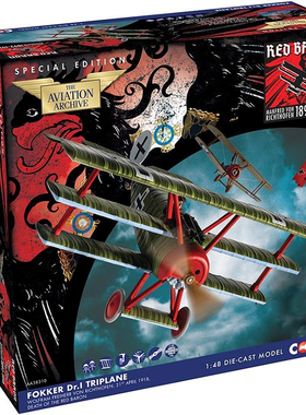 CORGI AA38310 福克DR.1战斗机 冯·里格霍芬红男爵之死 合金成品