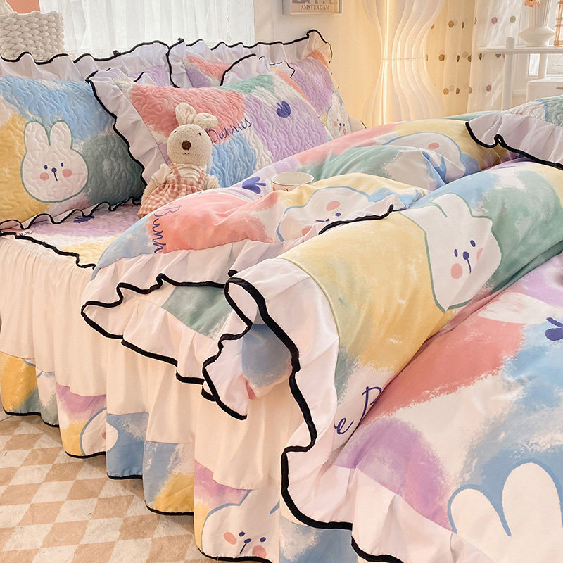 2023新款加厚夹棉床裙款非纯棉全棉冬季床罩单件防滑床套带裙边,床上用品,床裙,淘宝优惠券,粉丝福利购,淘宝优惠卷