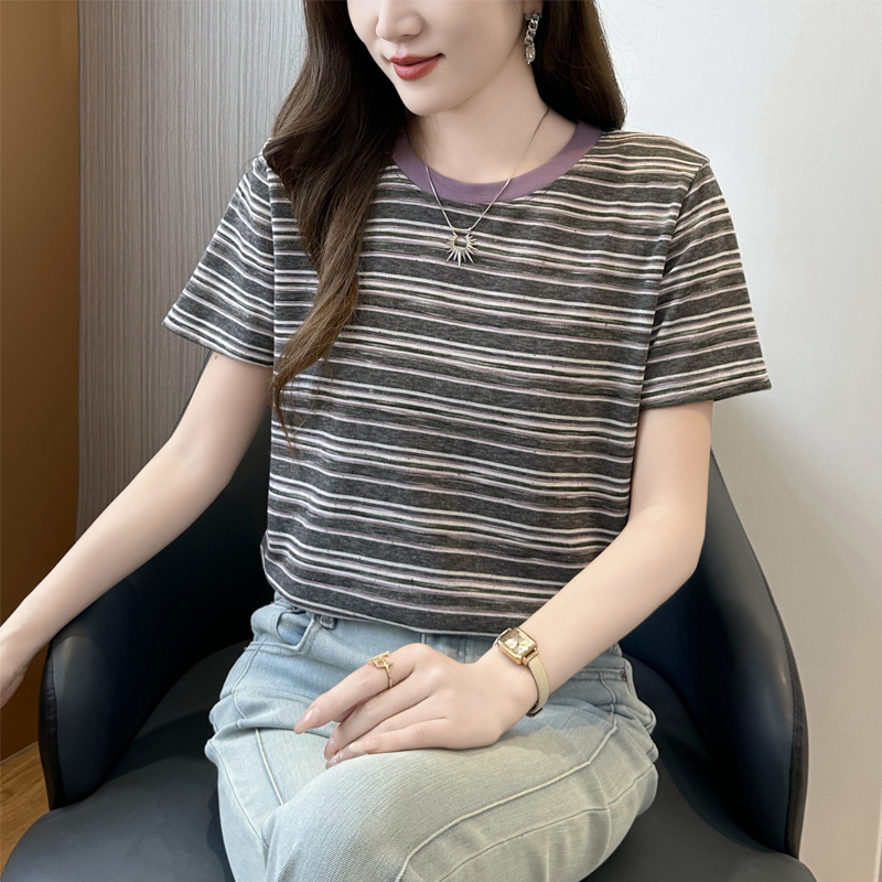 【罗纹领口不变形】短袖t恤女