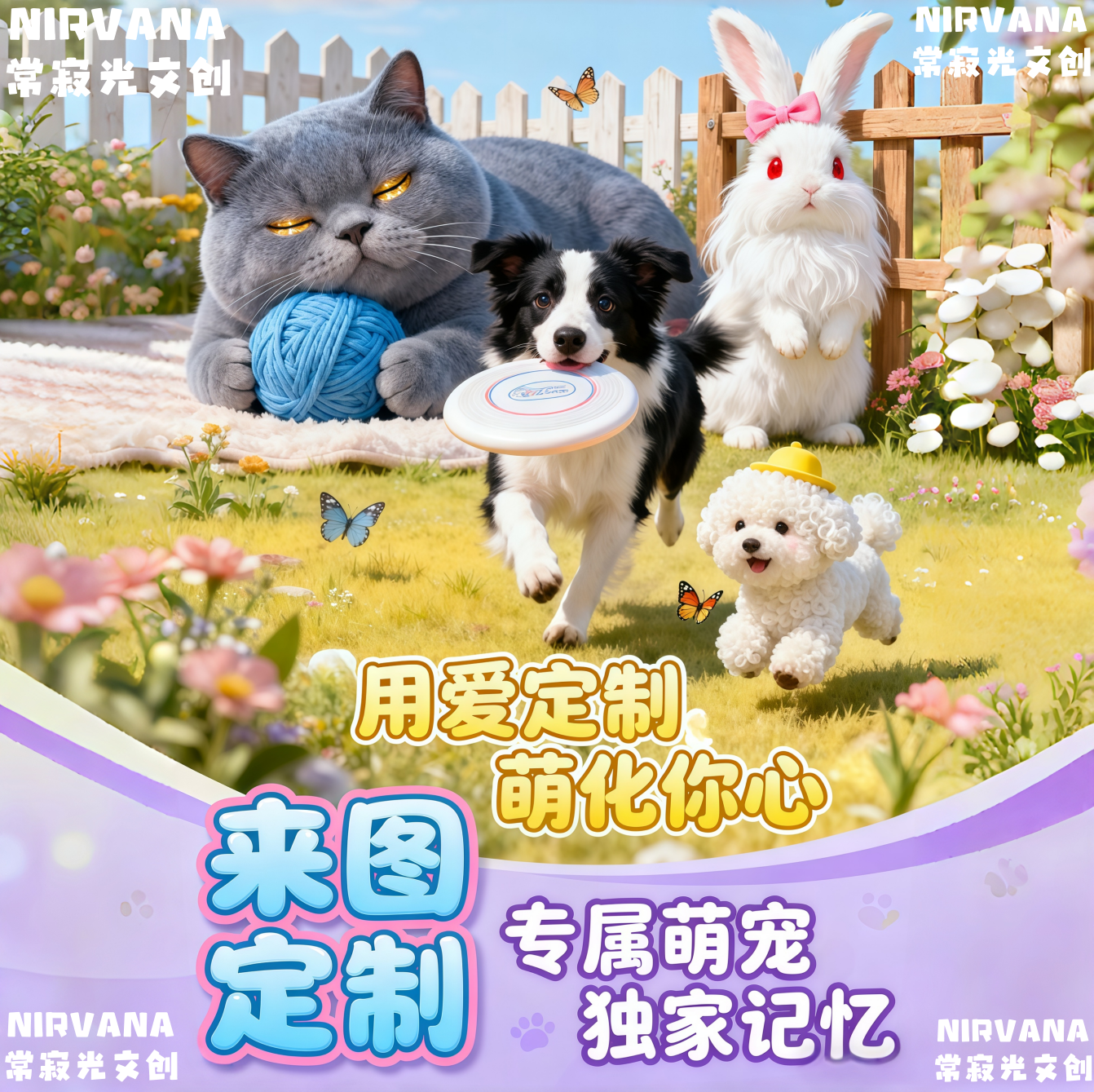 金属海报可爱萌宠来图定制航天铝无框金属装饰画挂画床头壁画书签图片