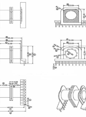 ER4950高频变压器双槽骨架 带外壳 卧式10+10针 有配套磁芯销售
