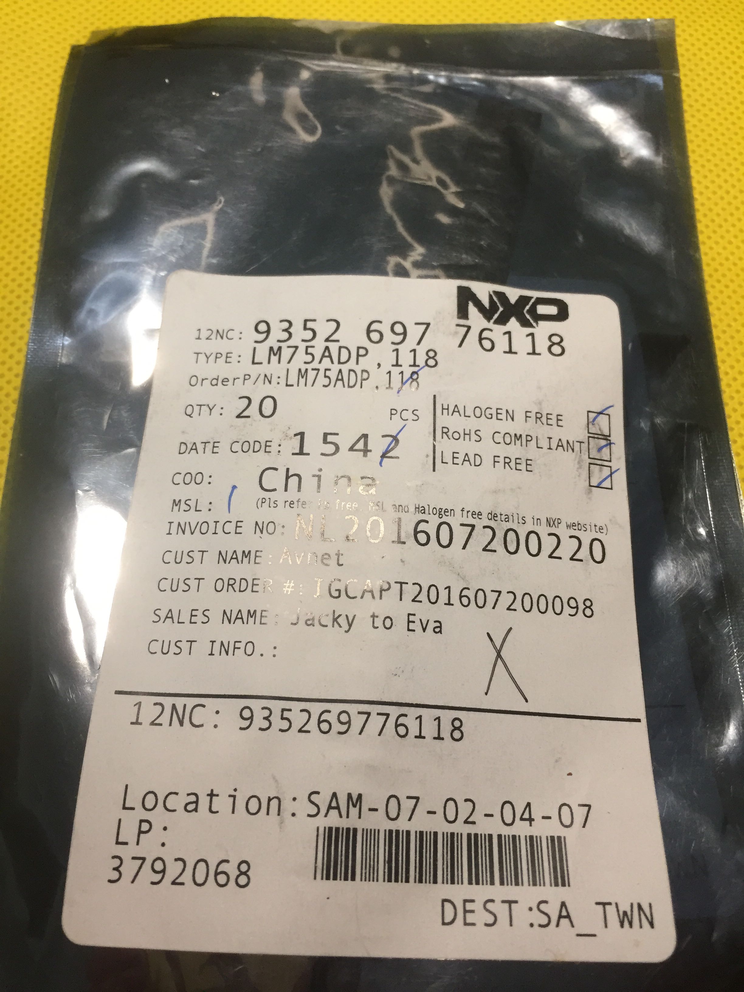 LM75ADP LM75AD LM75A MSOP-8 L75A 温度传感器 IC芯片