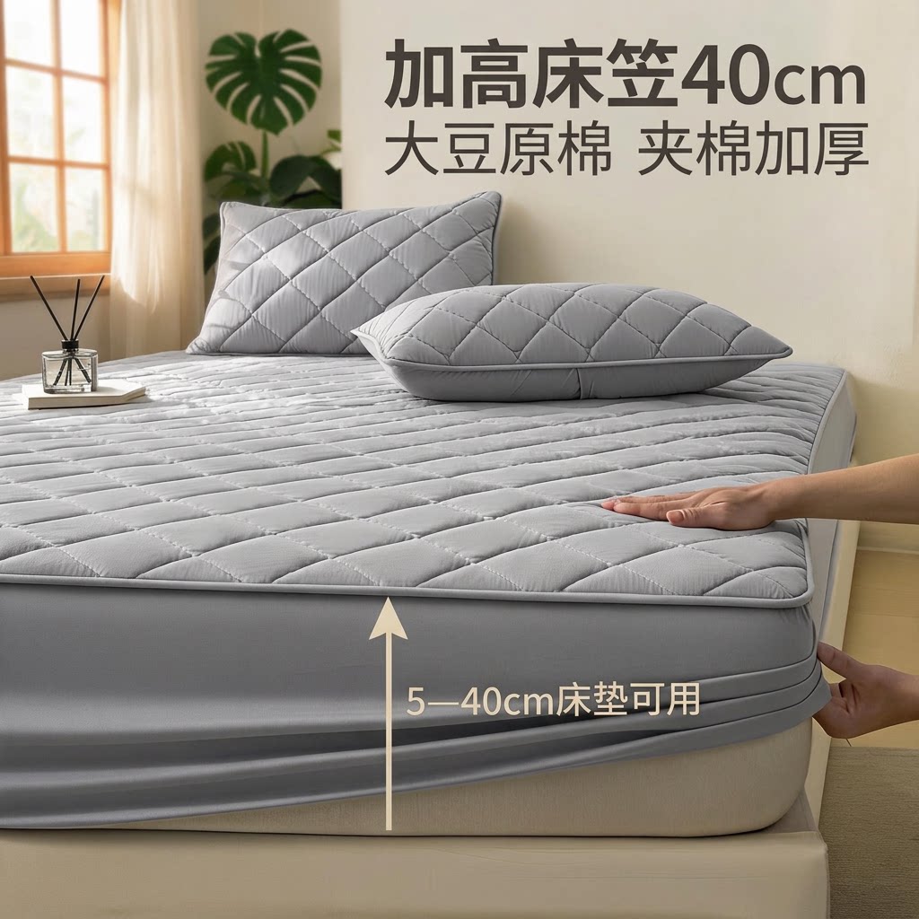 40cm加高加厚夹棉床笠大豆棉床套