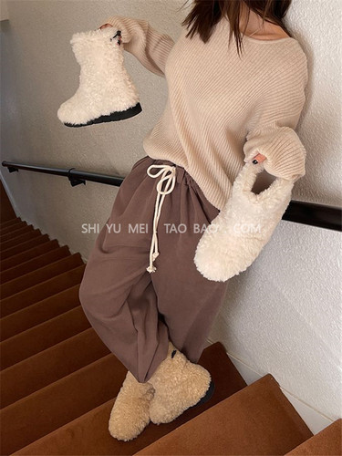 韩国毛毛靴可爱毛毛鞋冬季