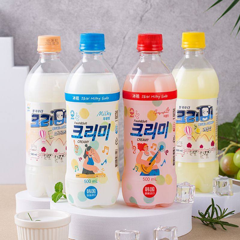 韩国进口熊津九日冰祖苏打水牛奶碳酸饮料汽水500ml*20瓶多种组合