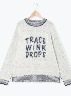 SM2休闲百搭温暖圆领字母长袖针织衫套头毛衣上衣日系女装