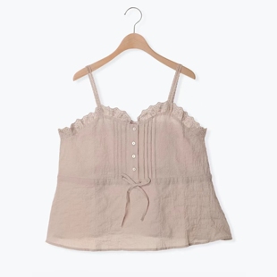 SM2甜美小清新i蕾丝花边圆点吊带上衣日系女装