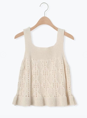 SM2甜美小清新森女百搭叠穿背心可作内搭镂空编织吊带马甲女装