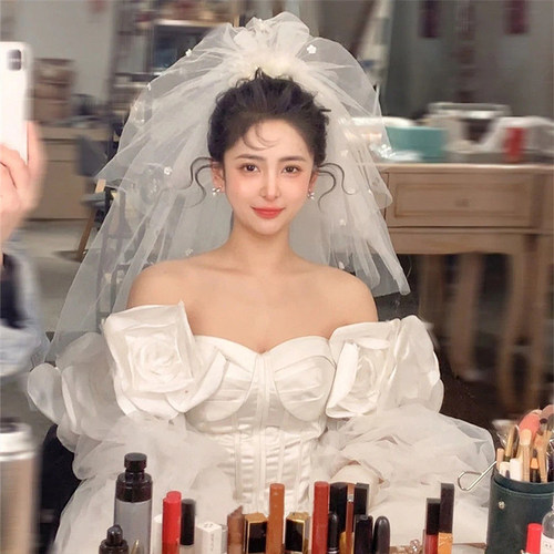 水晶相恋蓬蓬头纱结婚