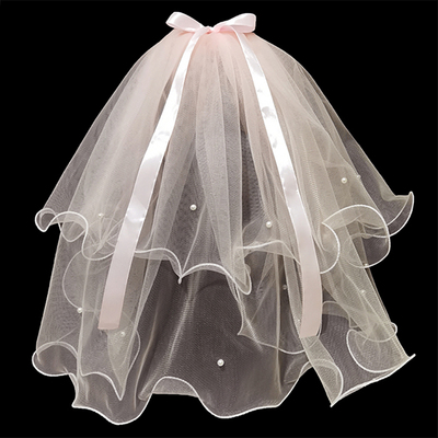 粉色新娘结婚头纱超仙森系网红