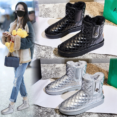 真羊毛雪地靴女2025冬季新款中筒机车雪地棉靴防水深口真皮女鞋潮