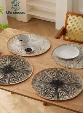 Round Burlap Macrame Placemat Bohemian Jute mat黄麻编织餐垫