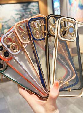 Golden Electroplating two-color clear Full Cases Covers for IPHONE 15 14 13 12 11 XR XS X PRO MAX