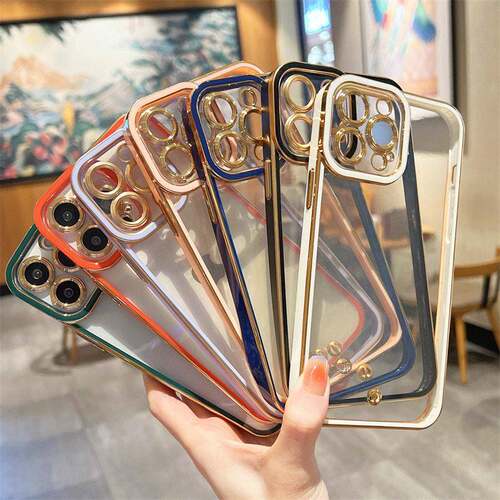 Golden Electroplating two-color clear Full Cases Covers for IPHONE 15 14 13 12 11 XR XS X PRO MAX