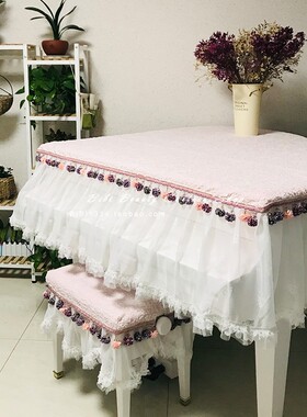 原创公主加厚粉色雪尼尔绣花高颜值防尘防撞三角钢琴罩量身定制