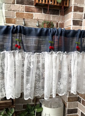 美式乡村装饰蕾丝遮光厨房飘窗厨窗小半帘小窗帘小门帘