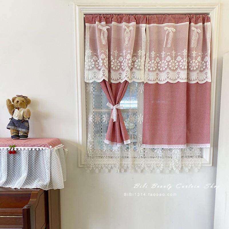 格子控布艺门帘棉麻色织