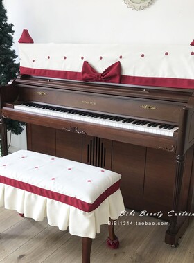 马小萌原创新品独特卡哇伊红色波点温柔立体猫耳朵防尘钢琴罩半罩