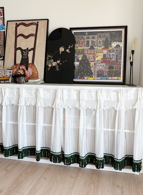 免打孔滑轨穿杆魔术贴白色日式镜面纱柜子遮丑帘半帘门帘柜帘