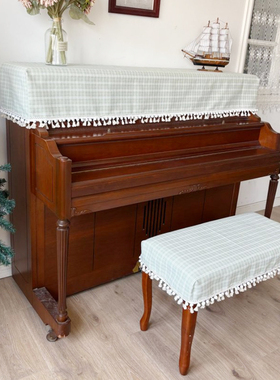 乡村田园绿色格子钢琴罩马小萌新品法式立式防尘全罩半罩钢琴罩