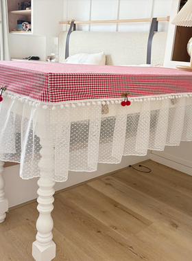 复古田园小清新商用家用茶几桌罩格子棉麻色织桌布工作台桌罩定制