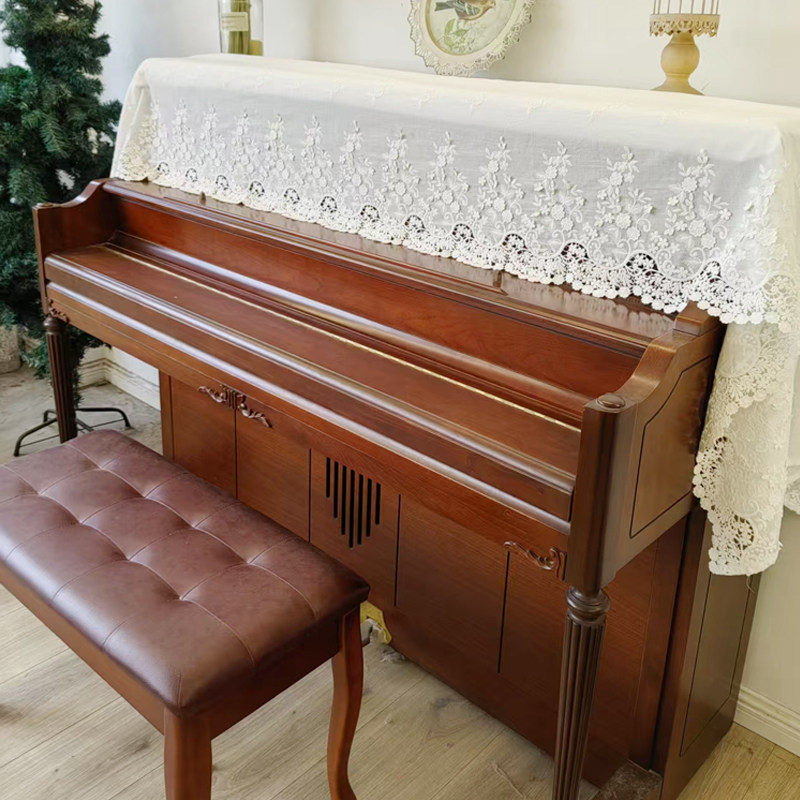 马小萌纯棉高端法式立体绣花防尘钢琴盖巾全盖巾