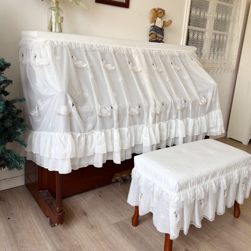 白色天鹅半高全罩钢琴罩马小萌新品钢琴装饰罩高奢高品质