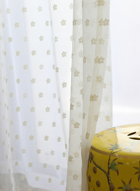 新款韩式公主窗纱白色米色五叶花蕾丝立体经编窗纱定制