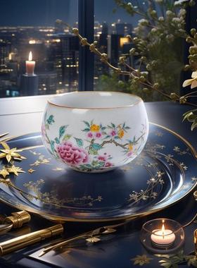 汝窑主人杯开片可养功夫茶具茶杯大号禅定杯茶盏男士个人品茗杯子