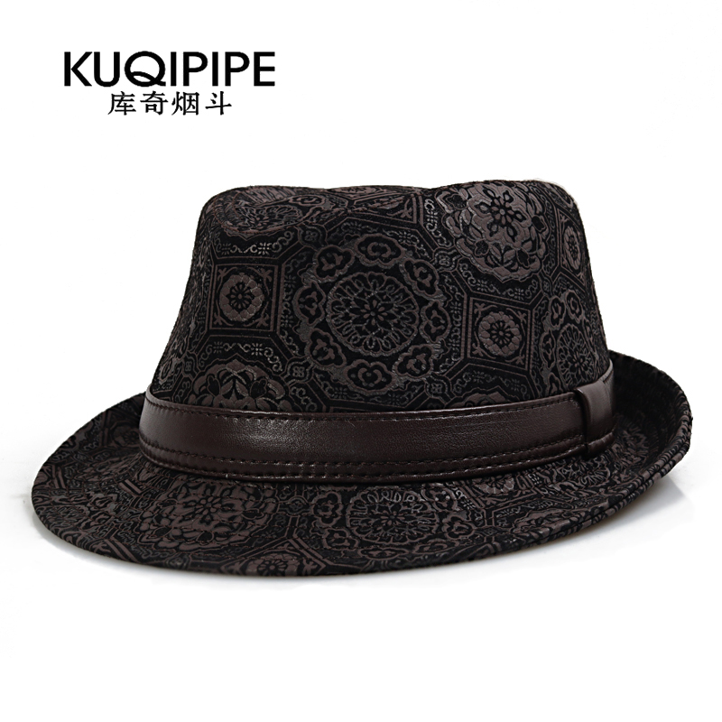 短檐男女羊皮爵士帽子时尚羊皮秋冬牛仔英伦中老年绅士上海滩礼帽