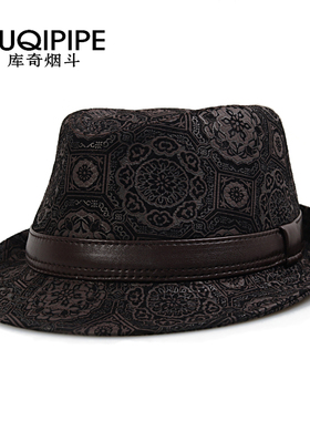 短檐男女羊皮爵士帽子时尚羊皮秋冬牛仔英伦中老年绅士上海滩礼帽