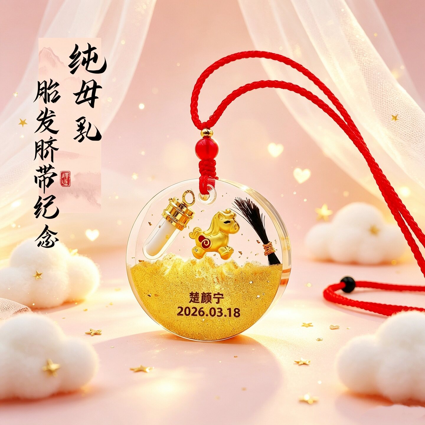 宝宝母乳胎发脐带乳牙吊坠材料包图片