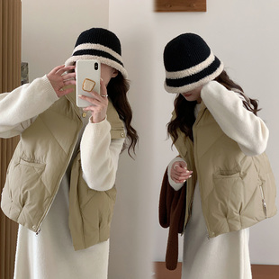 羽绒棉服短款大码马甲秋冬季新款秋冬宽松面包服外穿背心坎肩外套