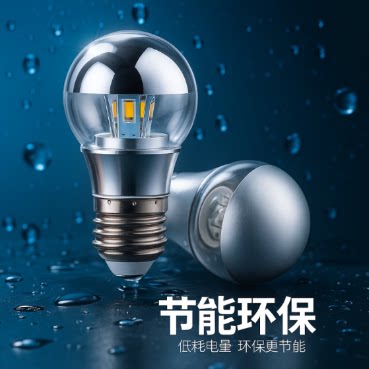 半电镀无影灯泡护眼E27E14螺口110V220V暖白光魔豆小台灯led镀银