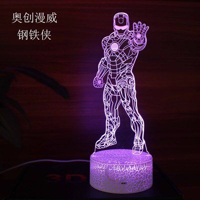 漫威钢铁侠3D小夜灯led立体台灯亚克力视觉梦幻儿童创意生日礼物
