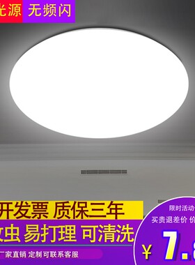 吸灯顶灯LED家用客厅卧室灯具圆形楼梯阳台全白面包灯圆灯吸顶灯