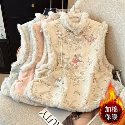 新款冬季旗袍上衣马甲外套套装