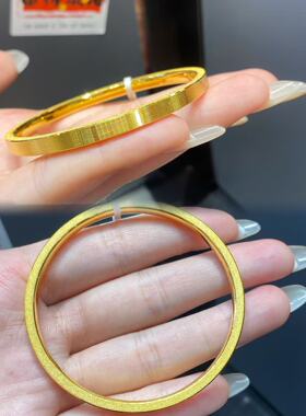 深圳水贝黄金手镯拉丝筷子足金999金镯子实心纯金送女友爱人收藏
