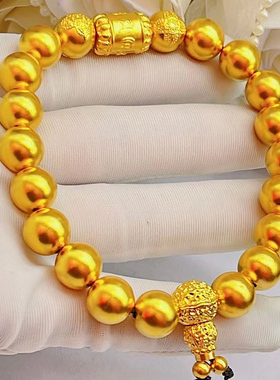 深圳水贝古法黄金转运珠福禄手链足金999男女款纯金手串送礼收藏