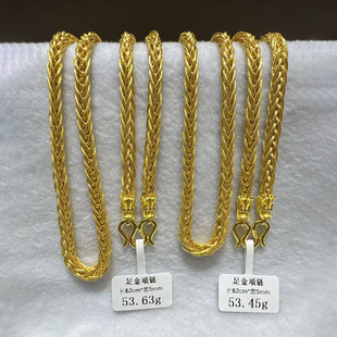 深圳水贝麦穗黄金大克重项链男款足金999霸气男士M扣大金链子