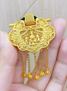 深圳水贝状元及第花丝黄金吊坠锁包足金999天子门生流苏挂坠送礼