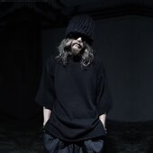 夏季 新款 圆领宽松卫衣打底衫 短袖 潮流T恤 山本风暗黑系潮牌男士