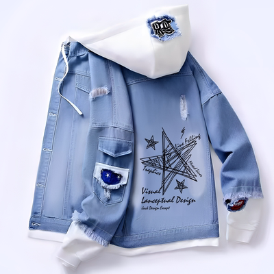 牛仔外套男潮流连帽春秋季新款男生百搭痞帅潮牌休闲棒球衣服夹克