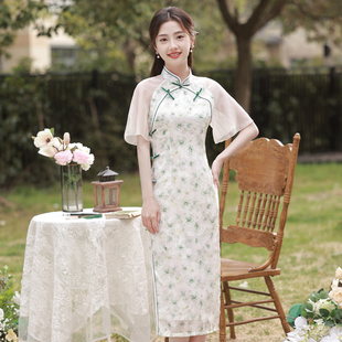 夏季新式旗袍改良年轻款少女高级感小个子纯欲中长款优雅日常礼服